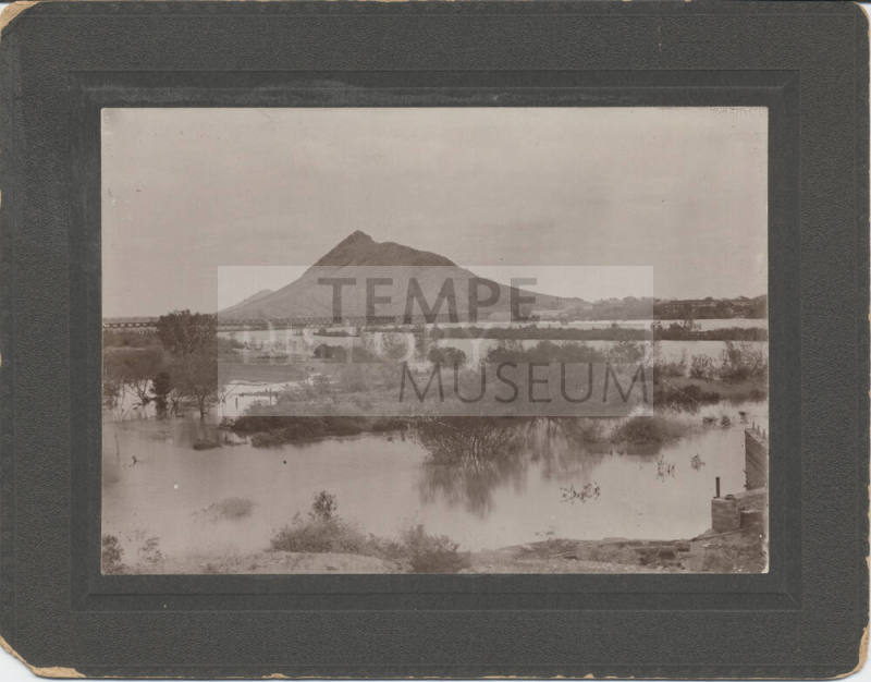Tempe Butte with Salt River in Flood, Tempe, Arizona