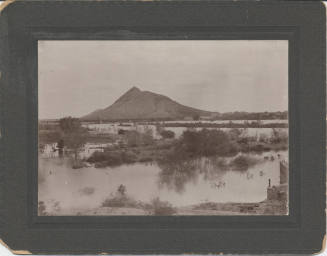 Tempe Butte with Salt River in Flood, Tempe, Arizona