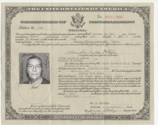USA Certificate of Naturalization for Manuela Nunez Ortega