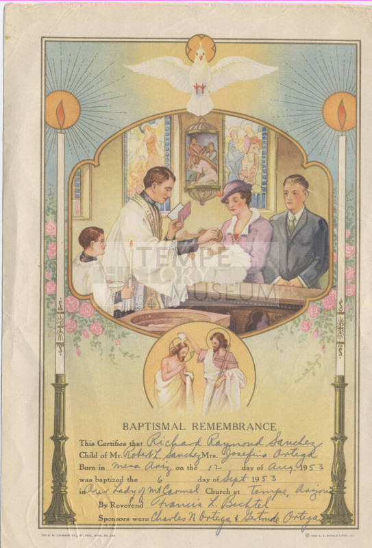 Baptismal Remembrance:  Richard Raymond Sanchez, Sept. 6, 1953