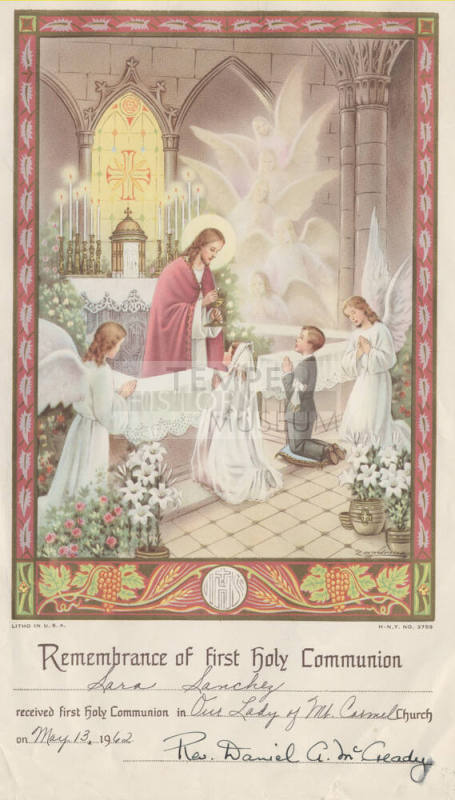 Sara Sanchez "Communion Certificate"