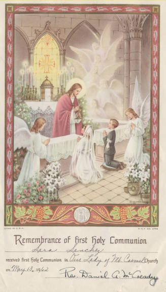 Sara Sanchez "Communion Certificate"
