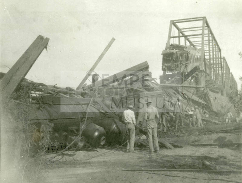OS-143   Wreak of Maricopa and Phoenix Railroad on Bridge