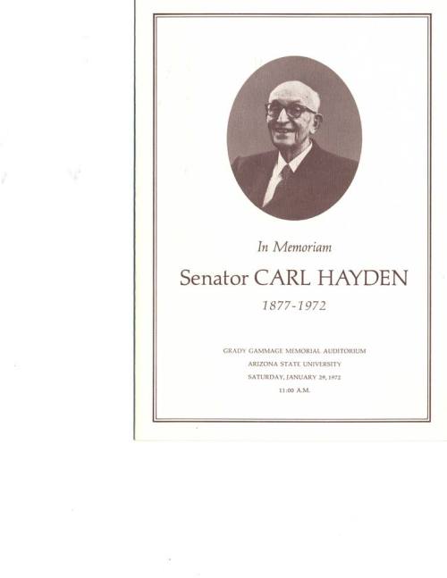 Senator Carl Hayden Memorial Service Program, Jan 29, 1972 (Dr. Staff's copy)