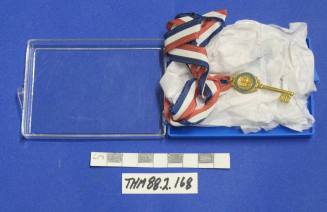 Oklahoma City key pendant on ribbon
