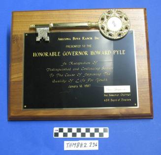 Arizona Boys Ranch Plaque to Gov. Howard Pyle
