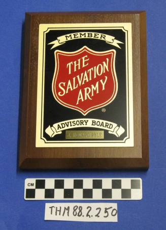 Salvation Army Advisory Board Plaque:  J. Howard Pyle