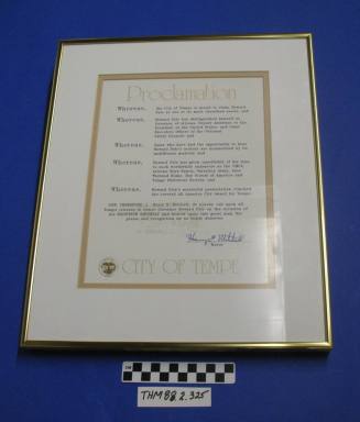 Framed Proclamation Honoring Gov. Pyle on this 80th Birthday