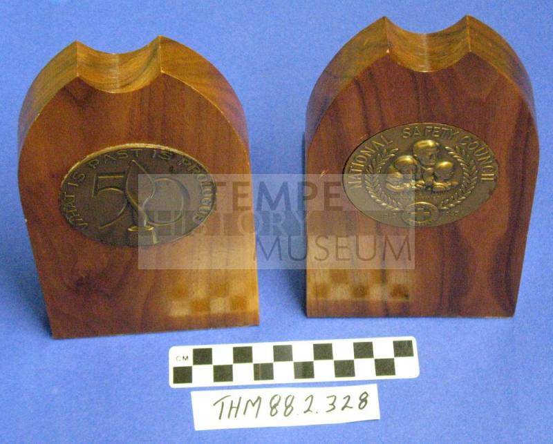 National Safety Council:  50th Anniversary 1913-1963 Bookends (1 of 2)