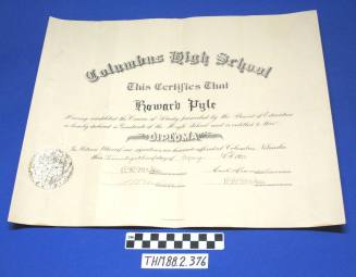 Howard Pyle's Columbus High School Graduation Diploma, Columbus Nebraska, 1924