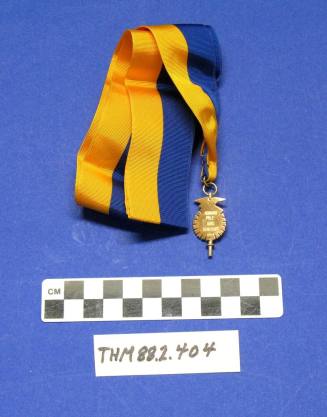 FFA Pendant on gold and blue ribbon