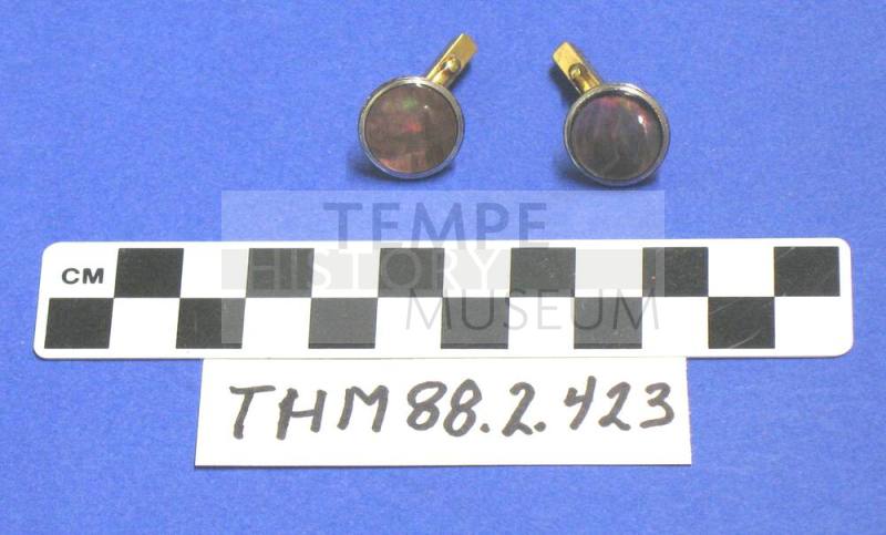 Gov. Pyle's cuff links - gold with mother of pearl