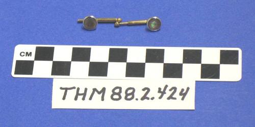 Gov Pyle's Cuff links - long with round Tiger Eye