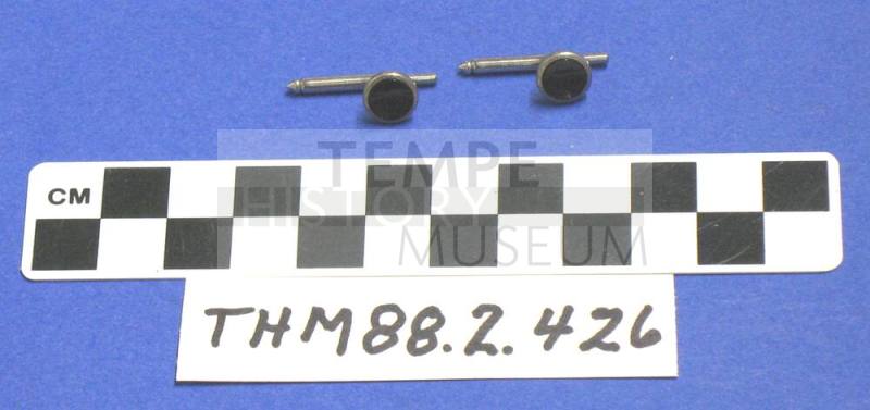 Gov. Pyle's cuff links, silver with black stone
