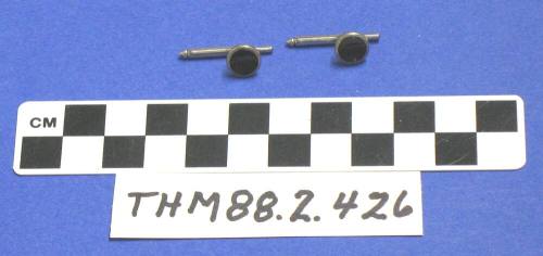 Gov. Pyle's cuff links, silver with black stone