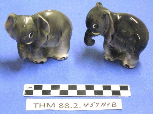 Elephant Figurines, Black and Light Grey