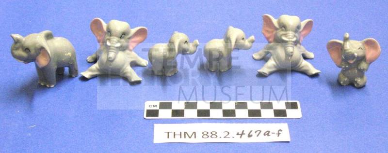Elephant Figurines, 6 pink baby elephants