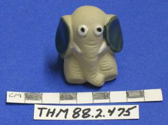 Elephant figurine-pottery with glazed ears and eyes