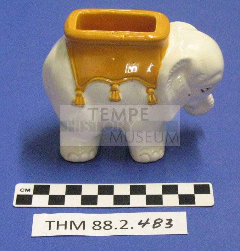 Elephant figurine, plant holder-white