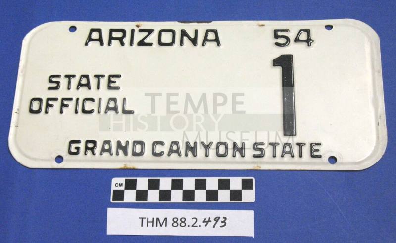Arizona State official license Plate 1, 1954