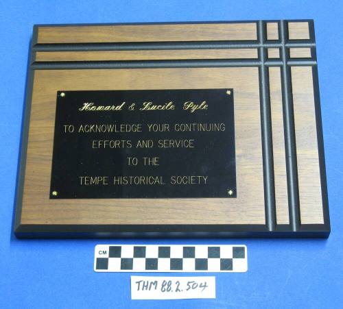 Tempe Historical Society Service plaque