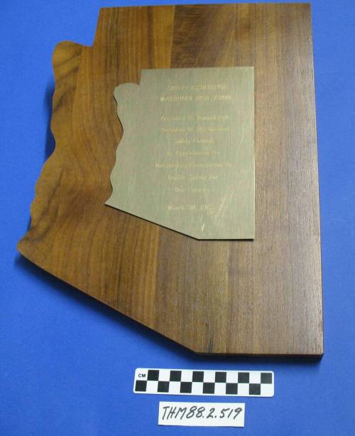 Satety Association McClintock High School Plaque to Gov. Howard Pyle