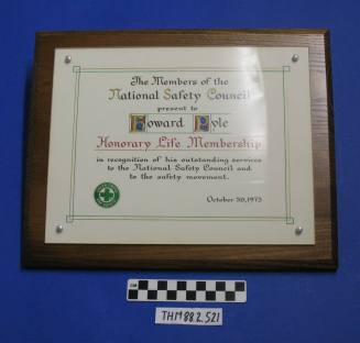Honorary Life Membership-Howard Pyle-National Safety Council
