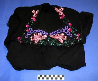 Black Crepe Dress with pink, purple, red, green sequins