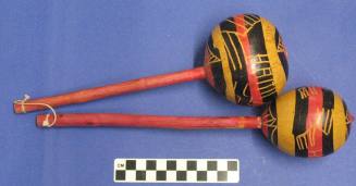Haitian Maracas, with red, black, yellow stripes