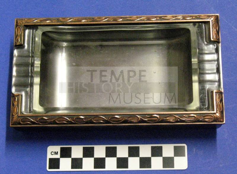 Ashtray, copper and glass