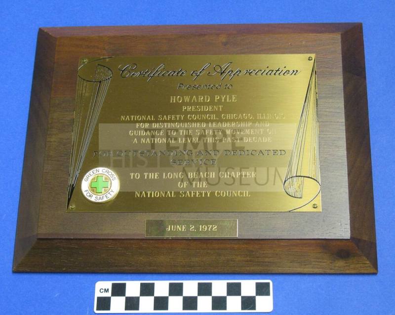 Plaque, to Howard Pyle from Long Beach, CA