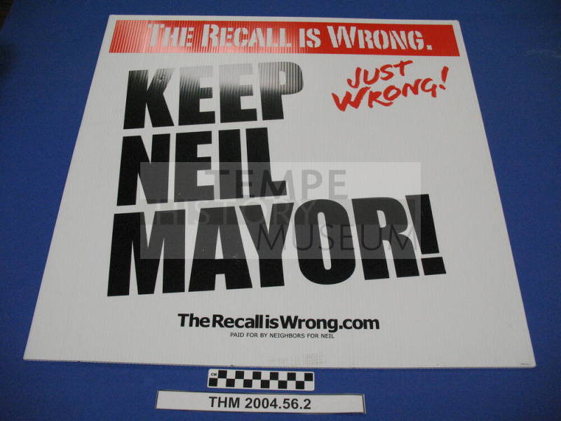 Recall is Wrong...Keep Neil Mayor" sign