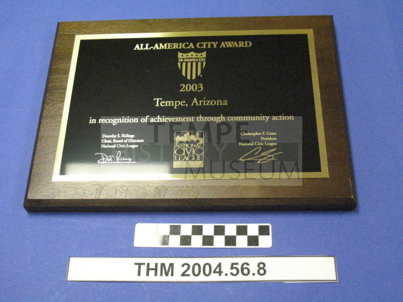 Tempe All-America City Award Plaque 2003