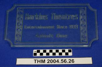 Harkins Theaters clear glass ticket plaque
