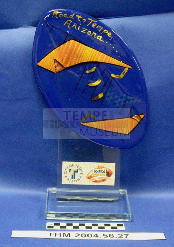 Fiesta Bowl 2003 glass football sculpture plaque