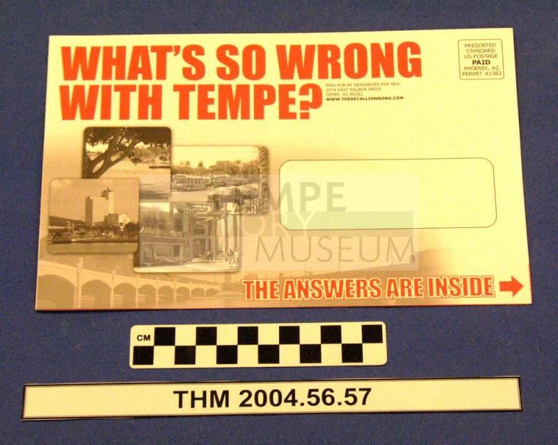 Fold-up mailer "What's so wrong with Tempe?"