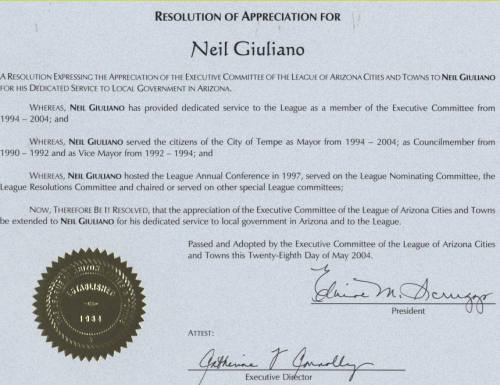 Resolution of Appreciation for Neil Giuliano 05/28/04