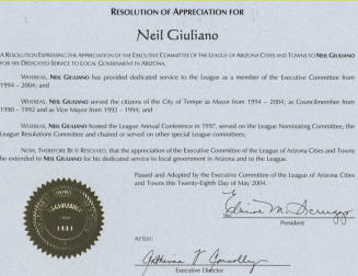 Resolution of Appreciation for Neil Giuliano 05/28/04