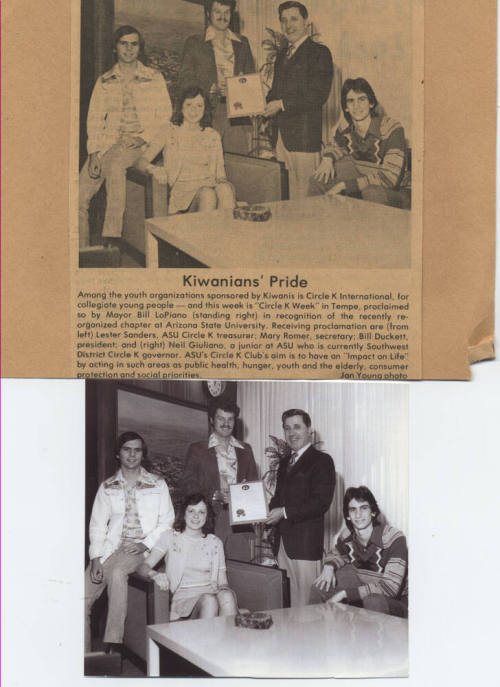 Circle k International ASU chapter officers receive proclamation Circle k week in Tempe Giuliano Governor, Photo and news photo print