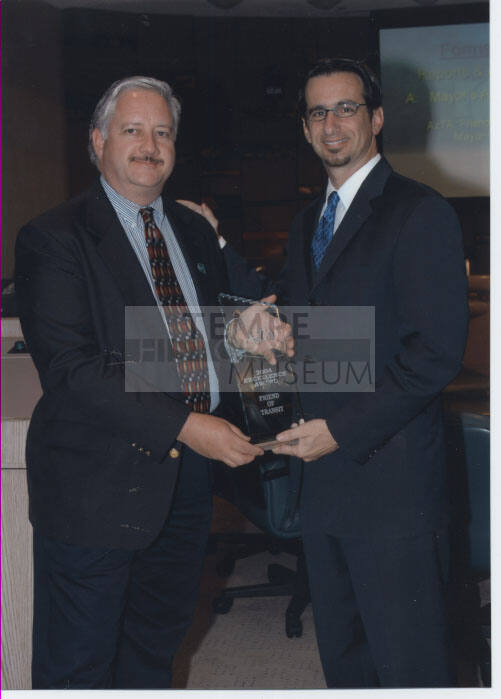 ATA 2004 Excellence Award "Friend of Transit" with Giuliano and man photograph