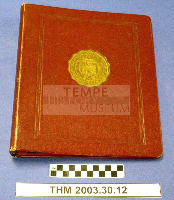 Empty 3-ring binder with seal of Arizona State College, Tempe