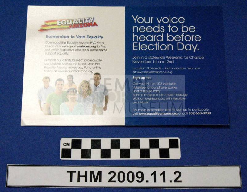 Equality Arizona PAC Weekend for Change, Nov.1,2 Proposition 102, Marriage Card