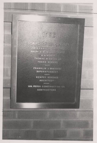 Photograph (B/W) New Tempe Union High School (1952) Building Plaque