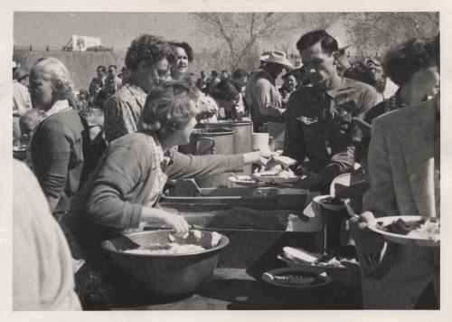 Jaycees Western Days:  Buffet line at barbeque