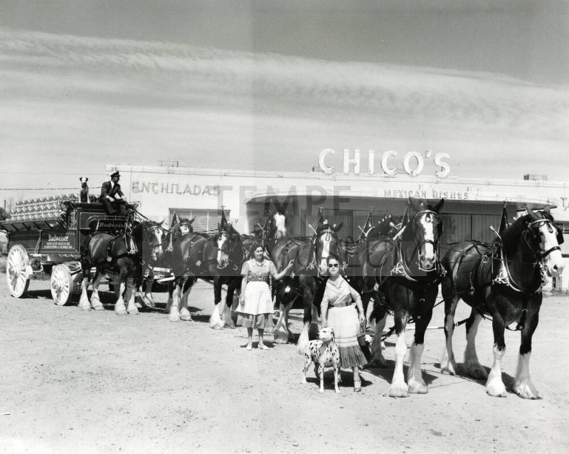 Mill Avenue Parade:  Budweiser Wagon at Chico's Restaurant