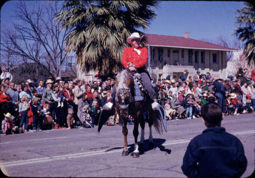 Phoenix Jaycees Rodeo Parade:  Horseback Rider in Red Shirt and White Cowboy Hat