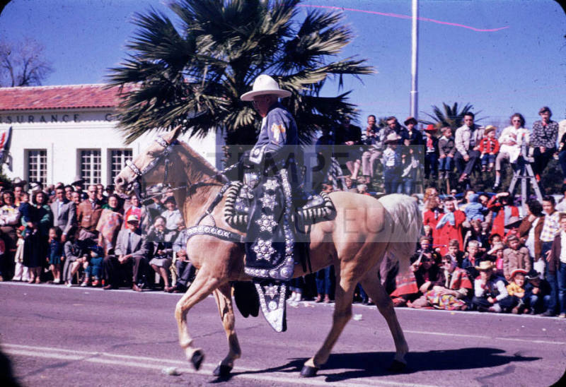 Phoenix Jaycees Rodeo Parade:  Rider, Dressed in Silver Studded Costume