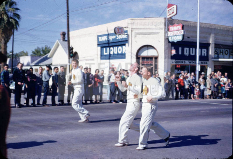Parade:  Men in Track Suits with ASC Emblem - Mill Avenue, Tempe