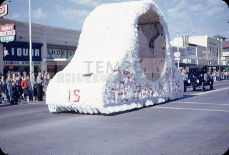 Parade:  White Clock Float - Mill Avenue, Tempe