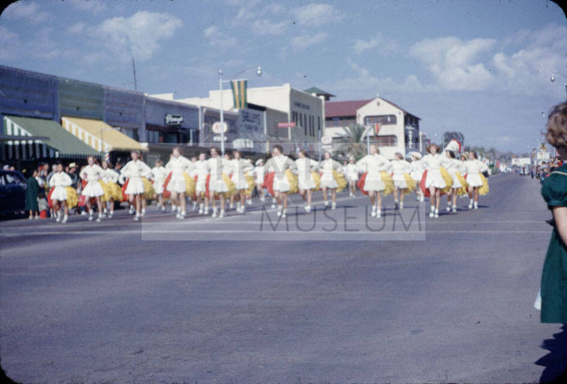Parade:  Pom-Line Cheerleaders in White - Mill Avenue, Tempe